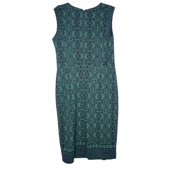 ADORNE Tatum Scuba Knit Midi Sheath Dress Sleeveless Printed Teal Green 12 NWT - Picture 5 of 9